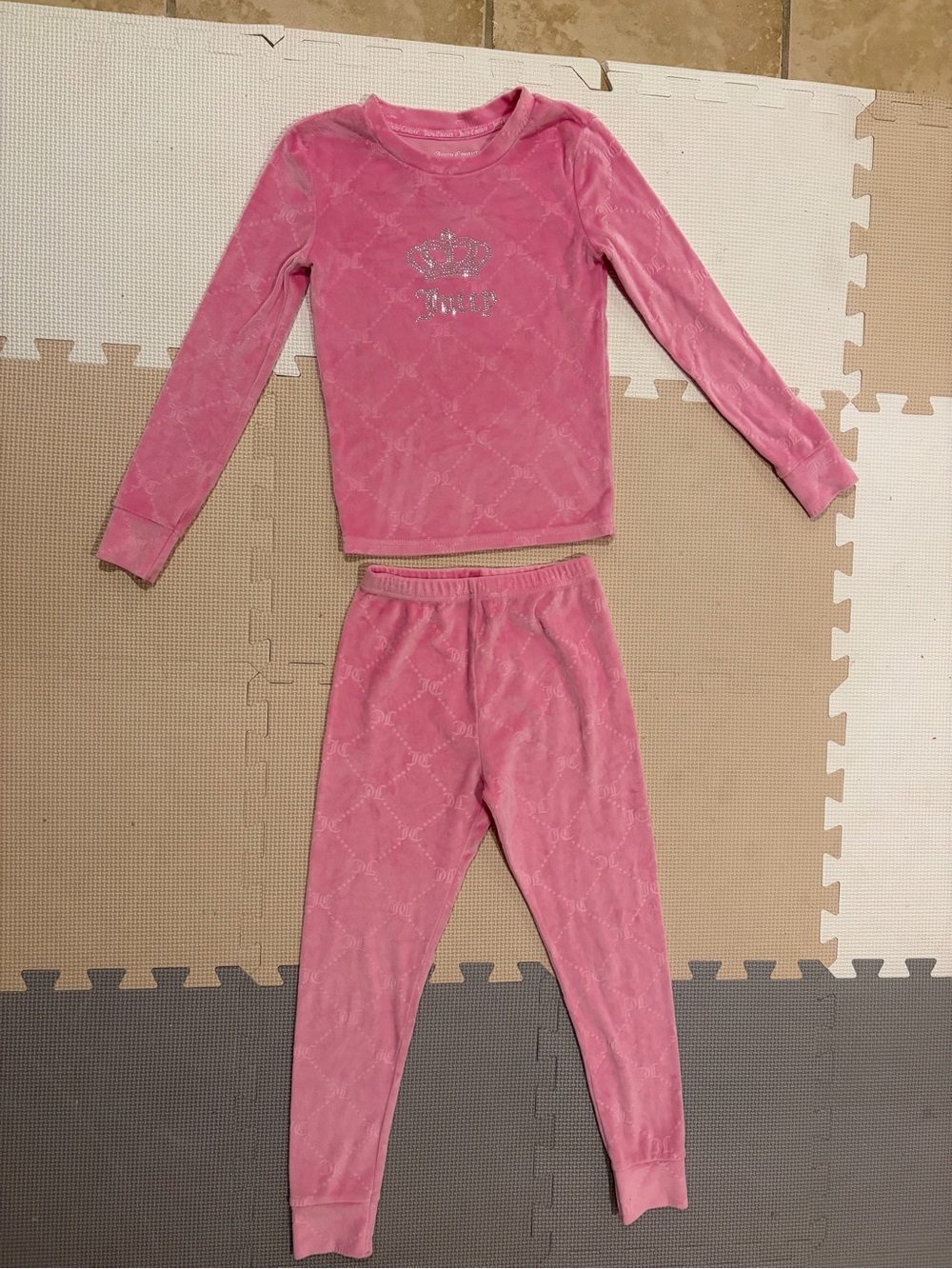 Juicy Couture Pink Velour Long Sleeve Top with Embossed Logo